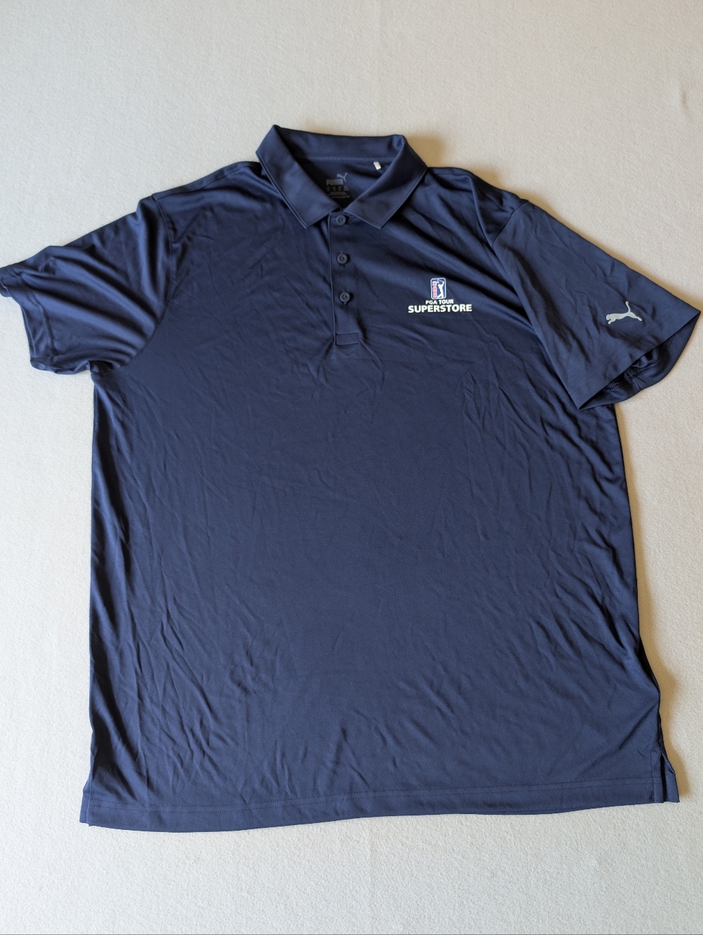 Mens Puma PGA Tour Superstore Golf Lightweight Polo Shirt Navy Blue XL